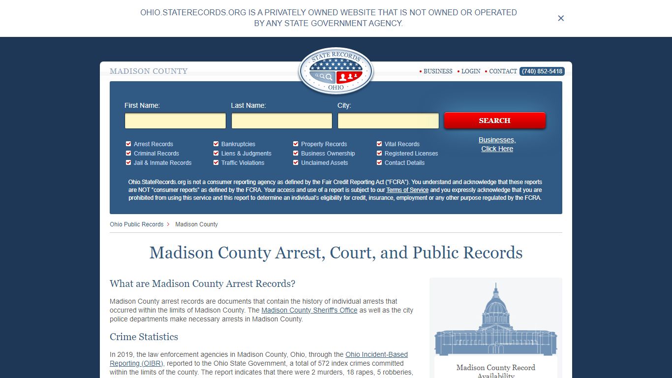 Madison County Arrest, Court, and Public Records