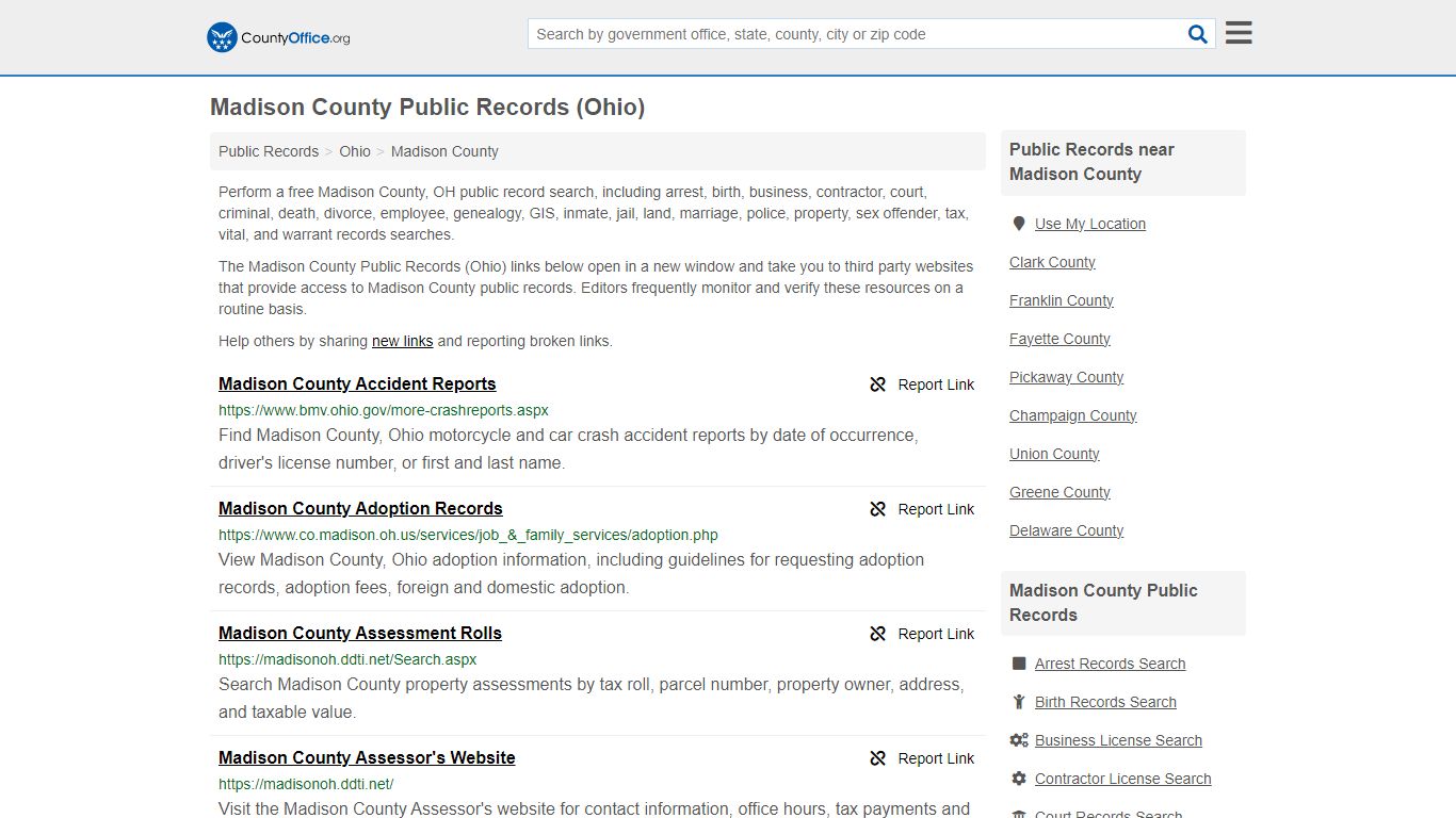 Madison County Public Records (Ohio) - County Office