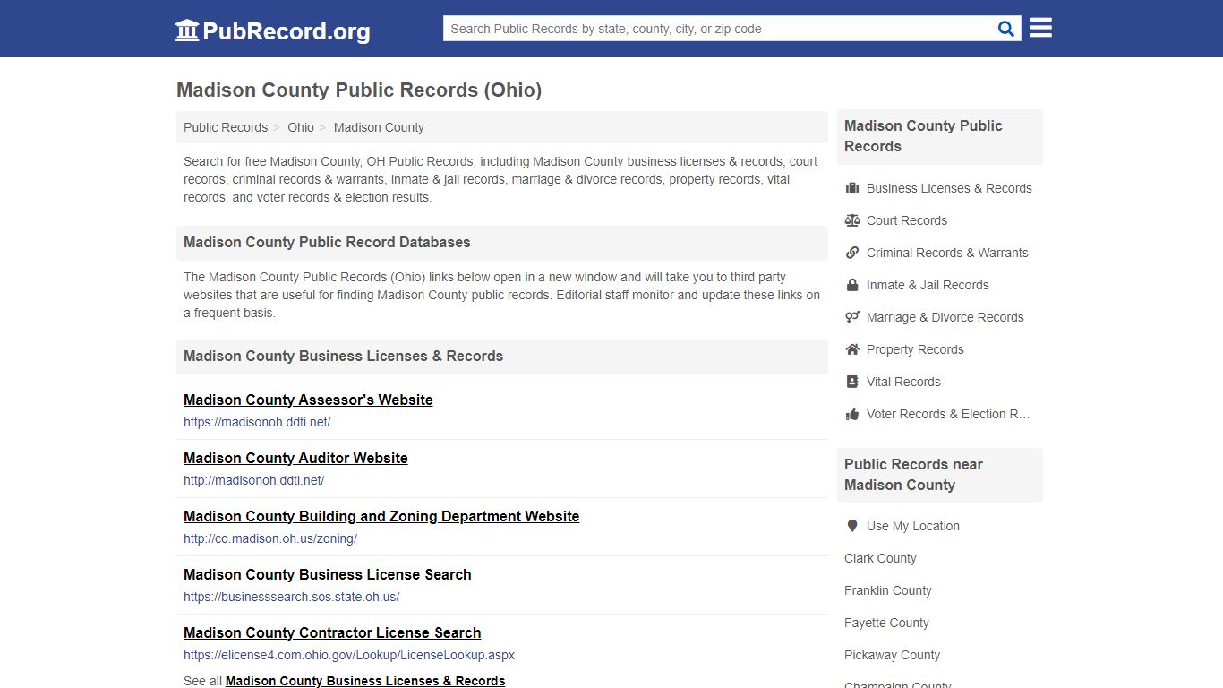 Free Madison County Public Records (Ohio Public Records) - PubRecord.org